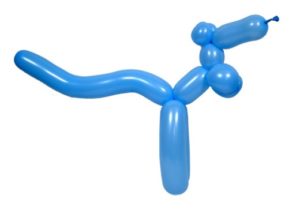Blue balloon animal, illustrating how squeezing one part can cause another to bulge