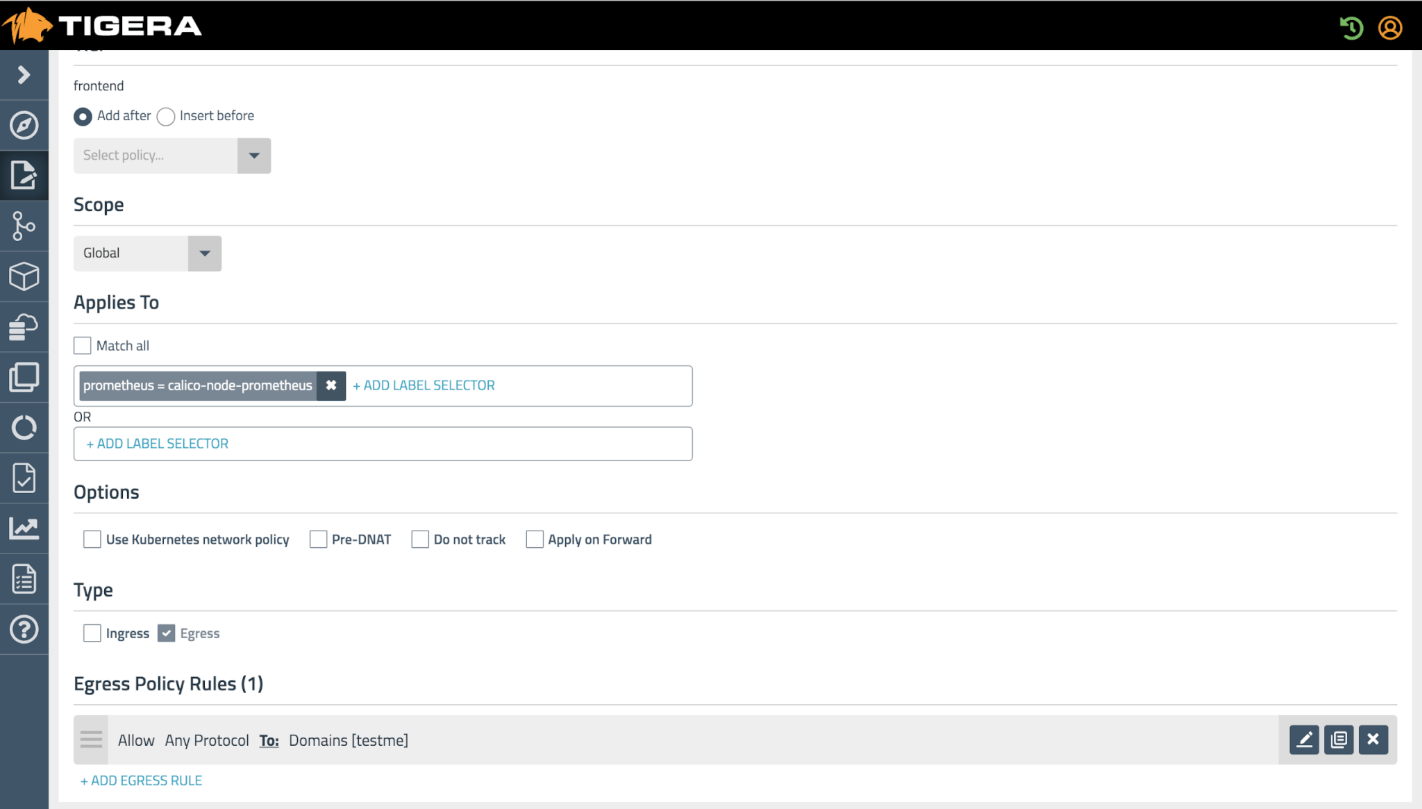 DNS Policies screenshot