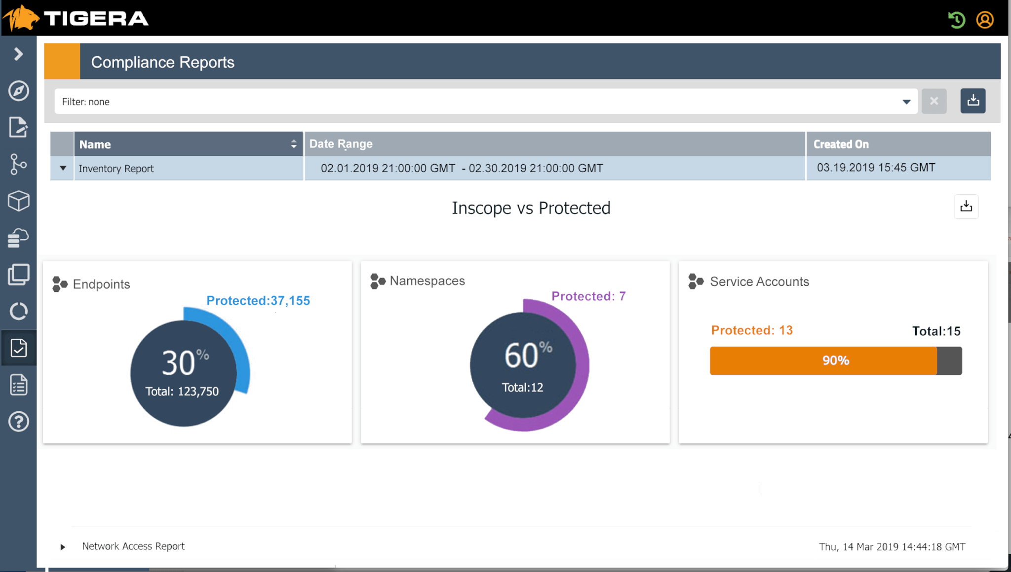 Compliance Reports screen