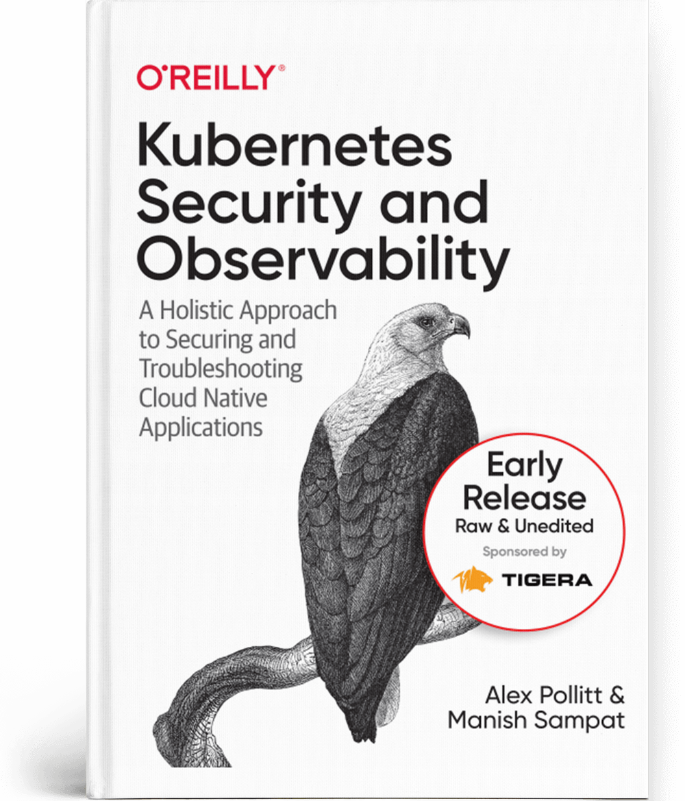 Book cover: Kubernetes Security and Observability. An eagle illustration symbolizes a holistic approach to securing