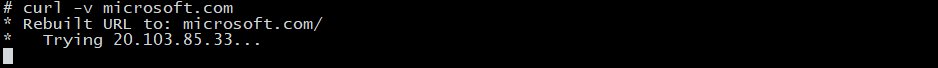 DNS resolution of microsoft.com using curl command