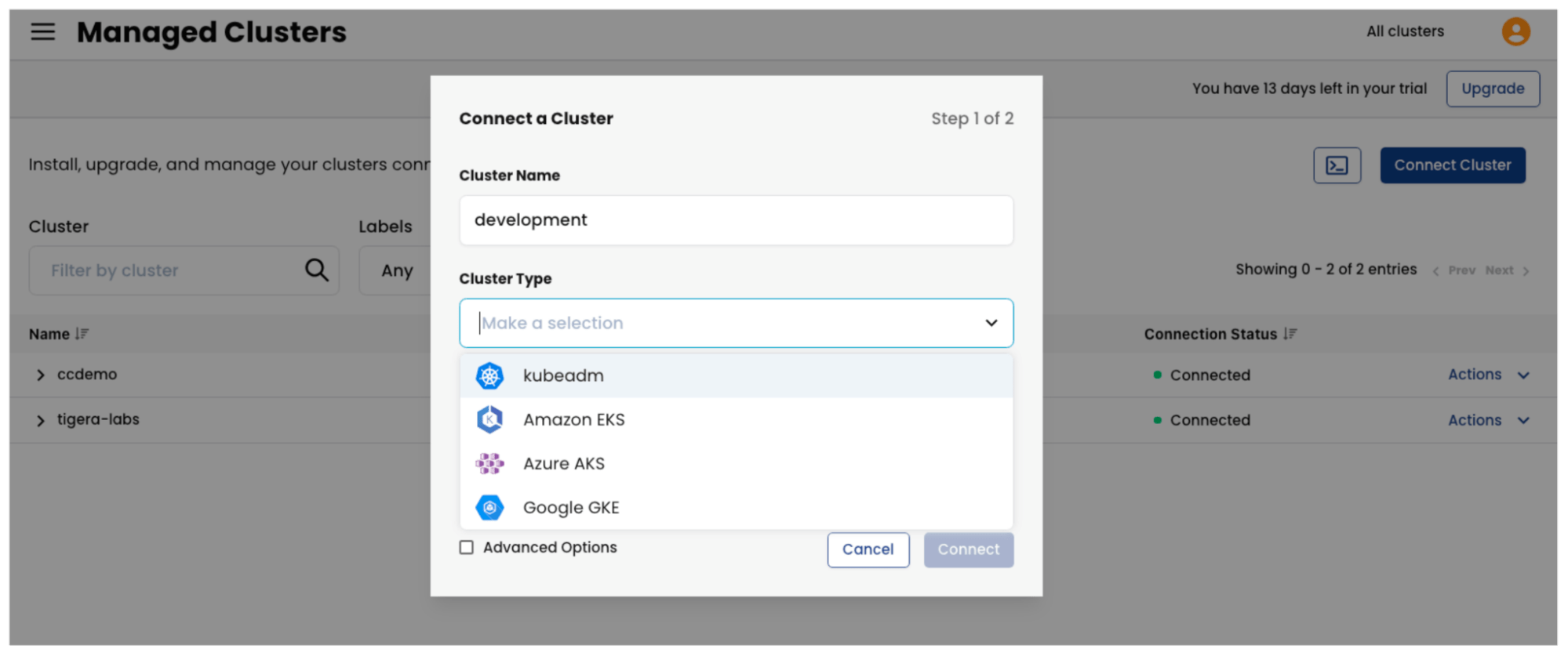 Figure: Connecting clusters to Calico Cloud