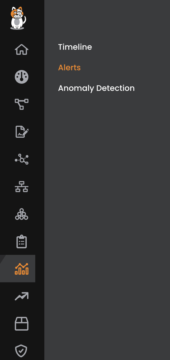Calico Cloud UI showing the Alerts section in the navigation menu