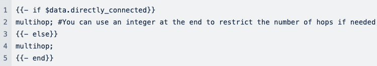 Code snippet showing how to modify a confd template to use multihop for GRE tunnel peering