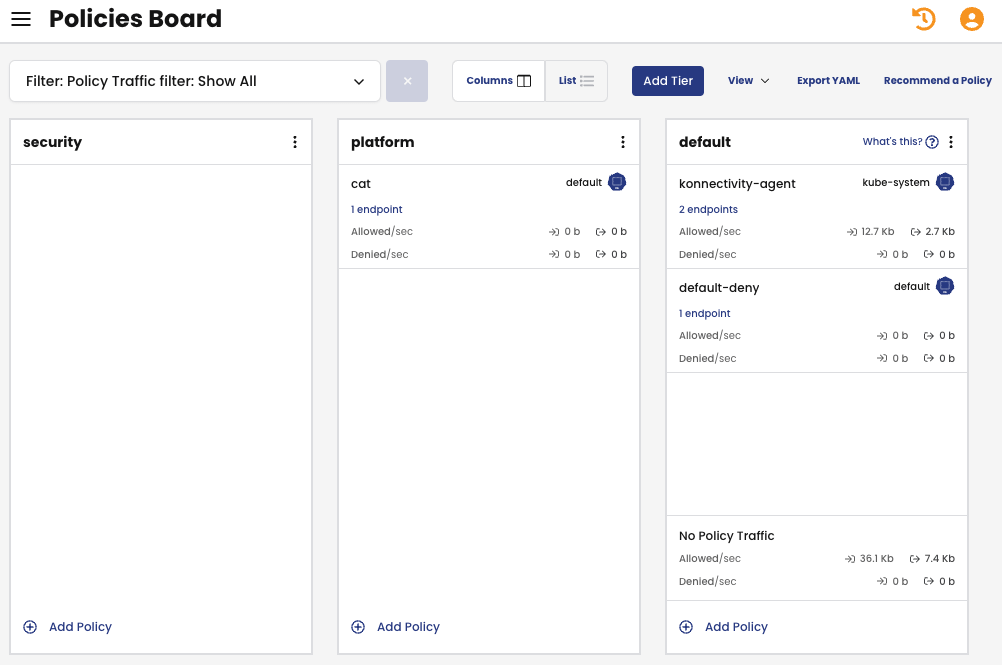 Policies Board Screenshot