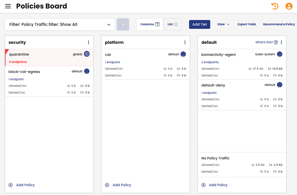 Policies Board Screenshot