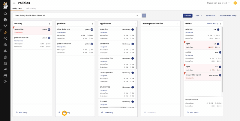 Fig 4: Configuring DNS policies using Calico manager UI