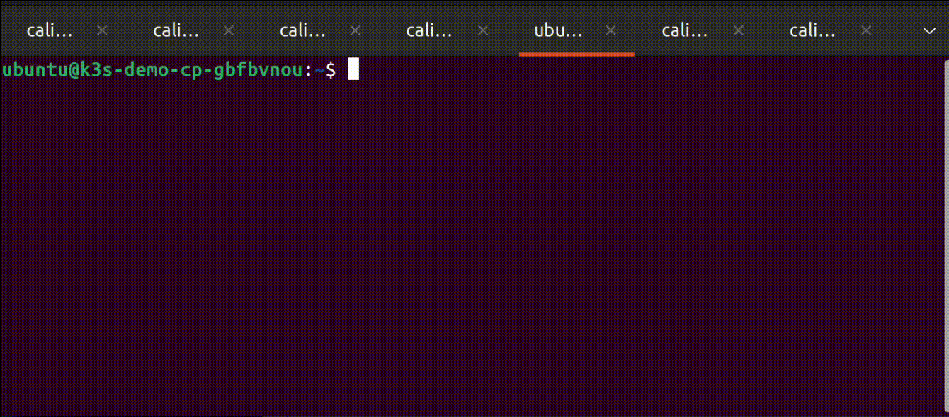 Command line interface in Linux displaying a load balancer service transitioning from <pending> to an actual IP address.