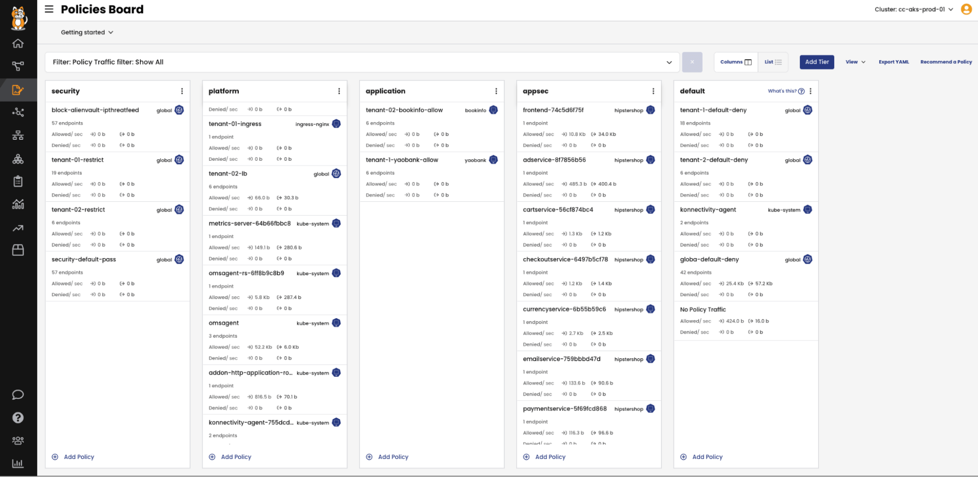 You can use RBAC with Calico’s Policies Board. Each policy tier can have different permissions.