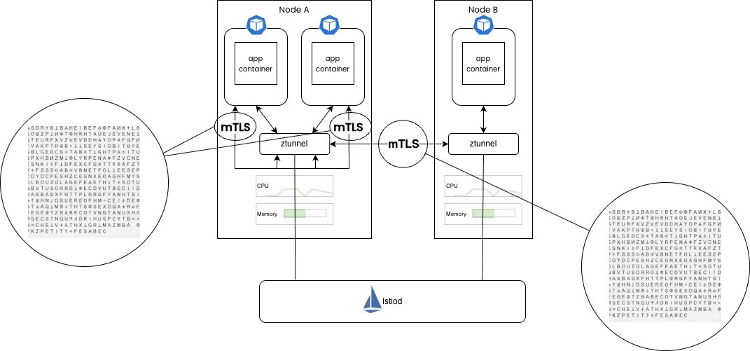 Istio Ambient Mesh ztunnel mTLS architecture